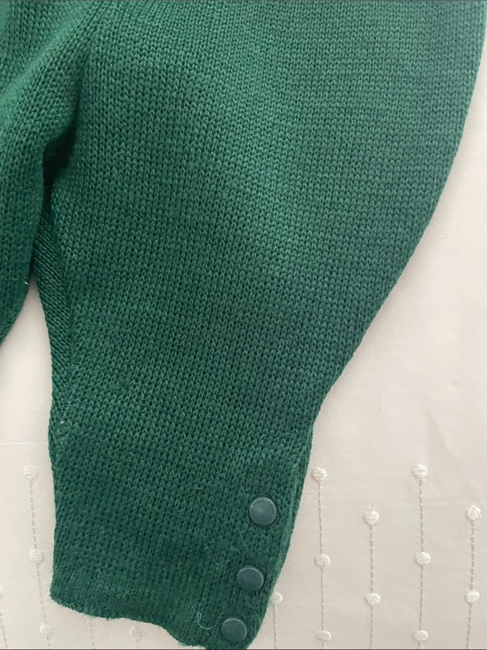 Green Knit Baby Set with Heart Trim Vintage Size 1 Made in France